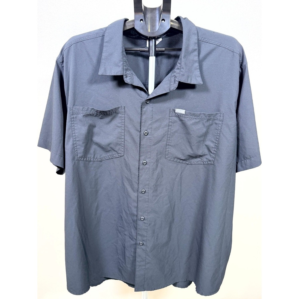 Columbia Shirt Mens 3X Blue Short Sleeve Omni Wick Utility Trail Button Down